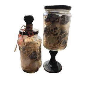 halloween decorations Homemade Skulls Eyeballs 10” Goblet Stand